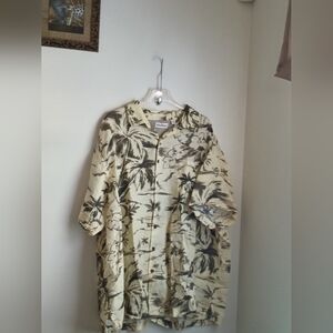 Caribbean Shirt Men 4XL  Yellow and Green Tropical Resort Beach Vacation Casual